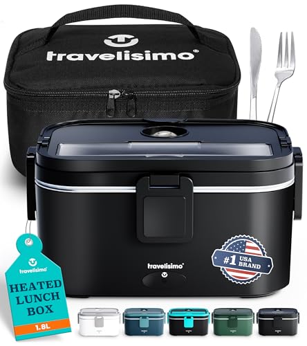 Black Extra-Large Electric Lunch Box 1.8L 100W Portable Food Warmer for Travel & Work