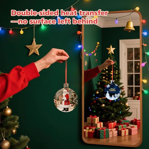 4 Inch Sublimation Ornament Blanks, 50 PCS – White Metal Round Decorations, 1mm Thick, Double-Sided Sublimation, Aulsetch