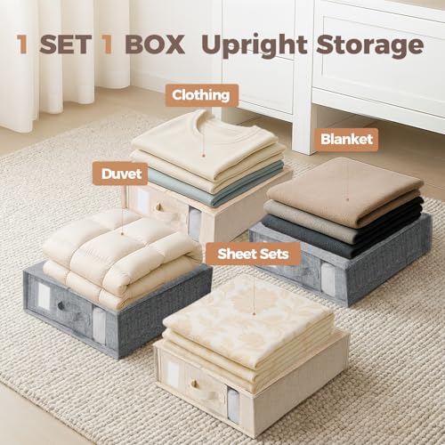 Grey 6 Pack Linen Closet Sheet Organizers - Durable 1200D Fabric Storage Bins