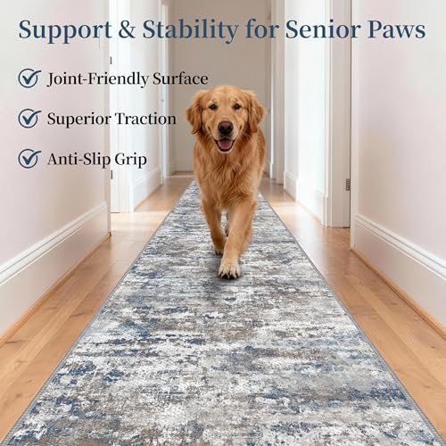 Telephant 2x10 ft Abstract Multi Textured Non-Slip Runner Rug - Hallway & Kitchen