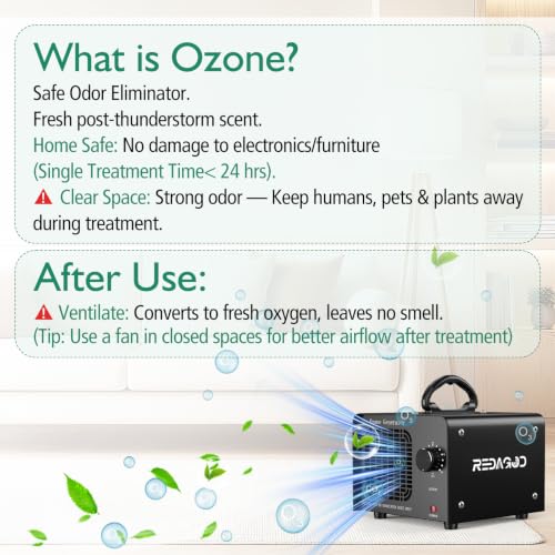 Black Ozone Generator for Odor Removal, 4000 sq ft, 120-Min Timer