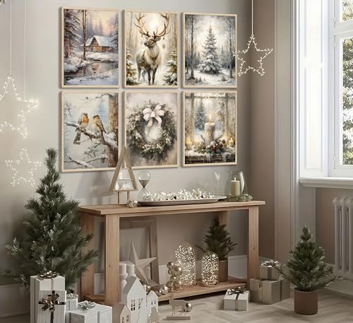 6Pcs Winter Snow Scene Canvas Wall Art Set 12x16in Unframed – Brand Bexzeak