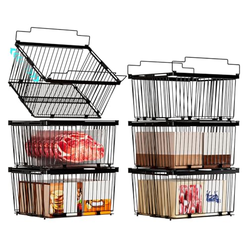 Large Freezer Organizer Bins for 5 to 9 Cu.Ft,Leak-Proof Bottom，6Pack