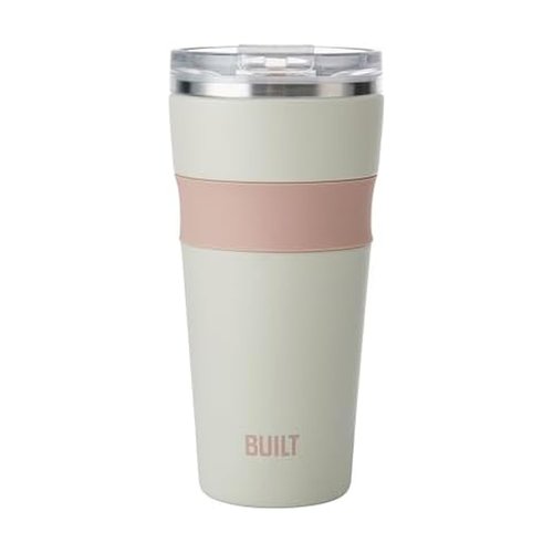 BUILT 24oz Shasta Double Wall Vacuum Insulated Stainless Steel Tumbler with Easy to Clean Flip to Open Lid, Oat