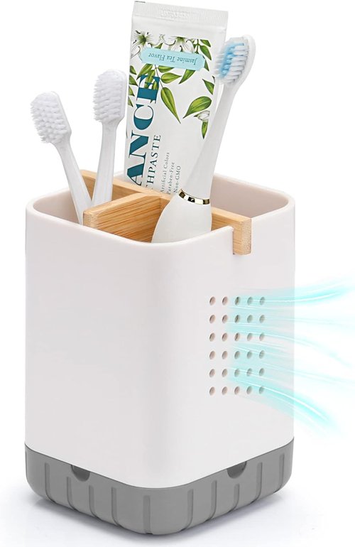 Boperzi Toothbrush Holder - Bamboo Divider & Detachable Design | Large Electric Toothbrush Organizer for Family
