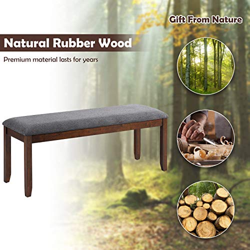Grey Upholstered Dining Room Bench with Padded Seat and 660lbs Capacity - 47 Inch