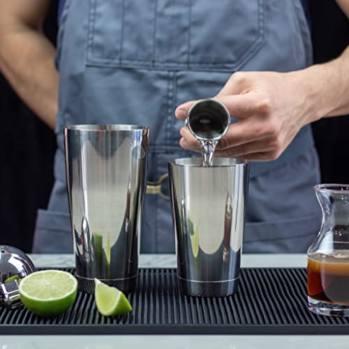 Professional Cocktail Shaker Set with Boston Tins, Strainer & Jigger - Bar Bartending Kit