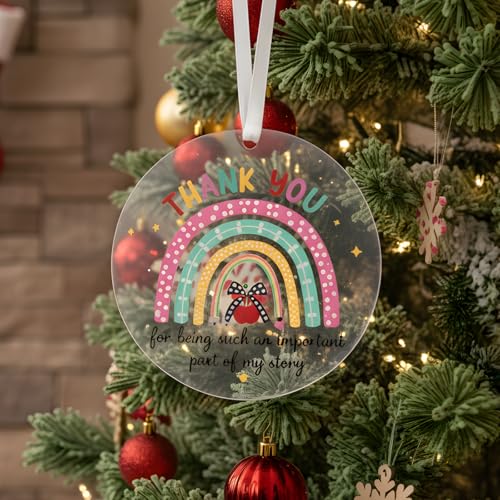 INCOK Teacher Christmas Ornament 2025 - Thank You Gift for Educators, Round Acrylic Holiday Decor, Teacher Appreciation, Christmas Tree Decoration