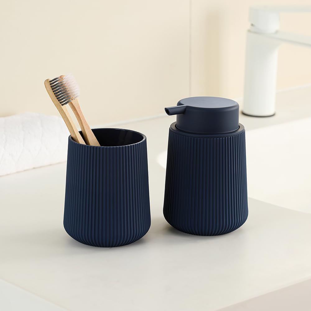 YAUKPH Navy Blue Striped Toothbrush Holder - Electric Toothbrush Organizer for Kids & Adults