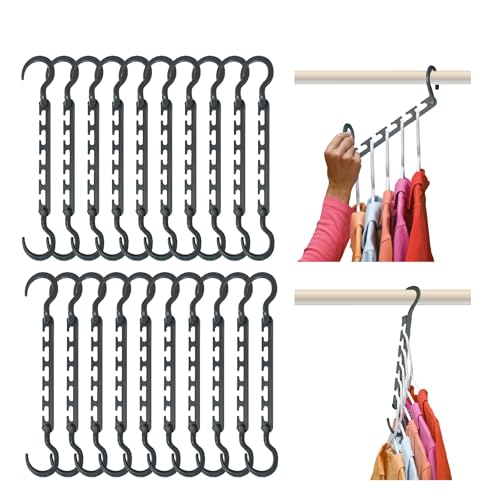 Wonder Hanger Max 20-Pack Space-Saving Closet Hangers, Grey, 360° Hook