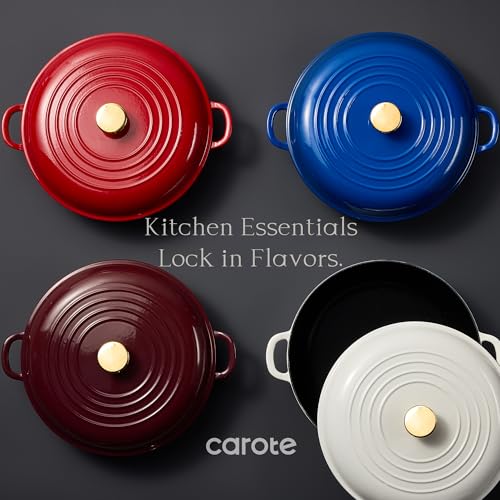 Enamel Cast Iron Dutch Oven Skillet with Lid - 3.4QT Blue Cooking Pot