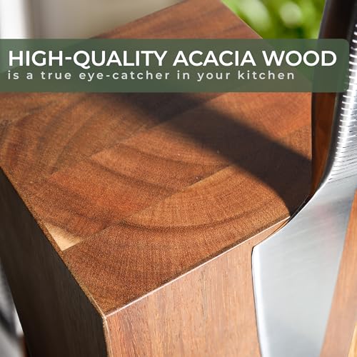 Magnetic Knife Holder with 360° Swivel - Acacia Wood & Strong Magnets