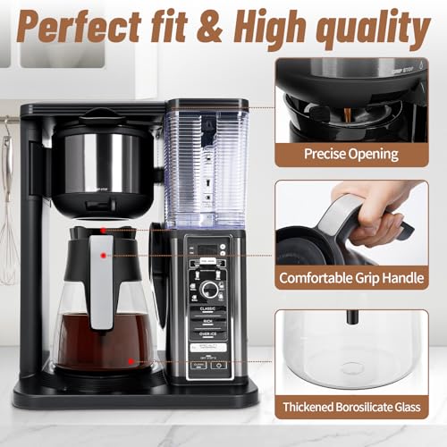 10-Cup Glass Coffee Carafe Replacement for Ninja Coffee Maker CM401 CM371 CP301 - BPA-Free with Brew-Through Lid & Handle