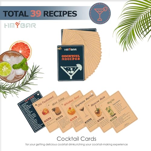 Black Bamboo Bartender Kit with 31-Piece Cocktail Shaker Set - 20/28oz Boston Shaker & Recipe Cards