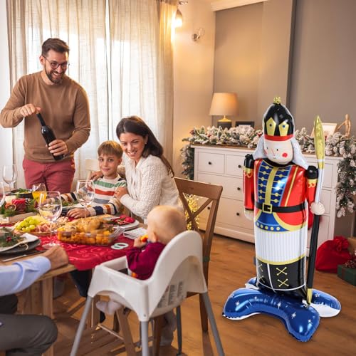 Cinnvoice Soldier B 2 Pack 47-Inch Christmas Nutcracker Balloons with Base - Festive Holiday Decor