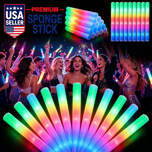 216 PCS Glow Sticks Bulk Pack - LED Foam Light Up Sticks with 3 Modes for Party, Wedding, Halloween, Raves