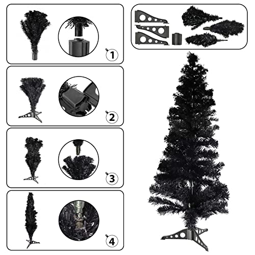 MOJUN 90cm Artificial Christmas Tree with Plastic Stand Holder Base – Black