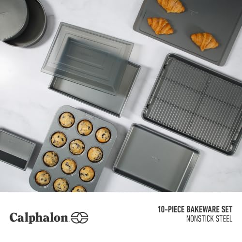 10-Piece Nonstick Bakeware Set with Steel Core and PFOA-Free Coating