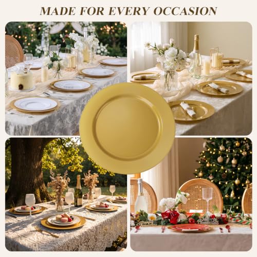 Bright Gold 50 Pack 12 Inch Plastic Charger Plates - Elegant Tableware