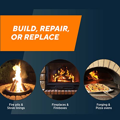 Rutland High-Temperature Fire Brick 9x4.5x1.25 Inch Tan 6-Pack - USA-Made Fire Clay for Fireplace & Pizza Oven