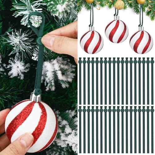 36 Pcs 24 Pcs Christmas Adjustable Ornament Hooks Non Slip Hangers Hooks Tree Ornaments Cord for Christmas Tree Decorations(Green)