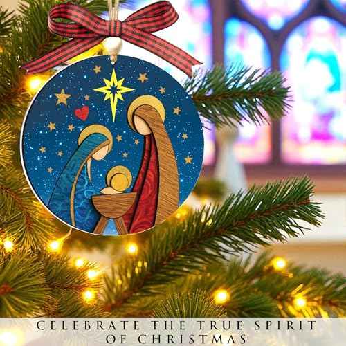 Nativity Christmas Layered 3D Ornament ? Religious Holy Family Ornament with Bethlehem Star, Christian Tree Decoration, Catholic Religious Gifts for Women Men, Christmas Ornaments 2025