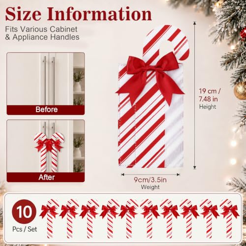 Christmas Candy Cane Cabinet Handle Covers Set - Festive Kitchen Decor, 10 Pack