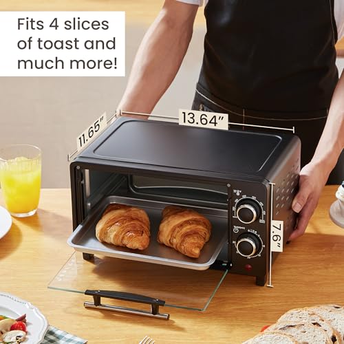 Elite Gourmet 9L 4-Slice Toaster Oven with Timer & Temperature Control - Black
