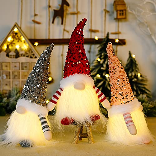 Gray Plush Christmas Gnome with Light & Bendable Nordic Hat - Holiday Decor