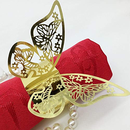 Acfun Gold 50pcs 3D Butterfly Paper Napkin Rings Wedding Party Decor