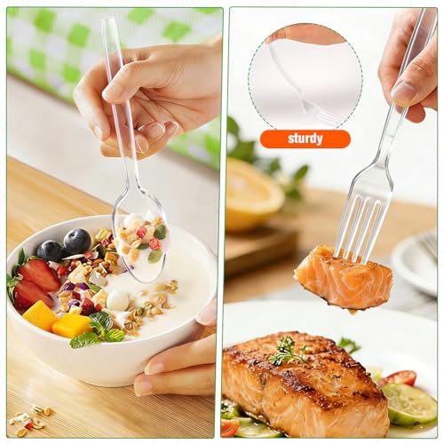 Heavy Duty Plastic Silverware 1200-Piece Set with 600 Spoons & 600 Forks, BPA-Free Combo