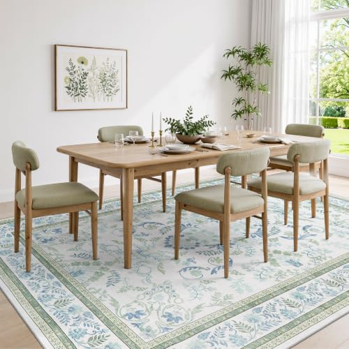 Blue and Green Washable 6x9 Area Rug - Non-Slip, Soft, Durable