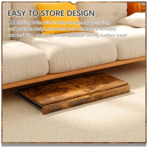 4NM 31.5-Inch No Assembly Folding Portable Adjustable Height Desk - Rustic Brown & Black