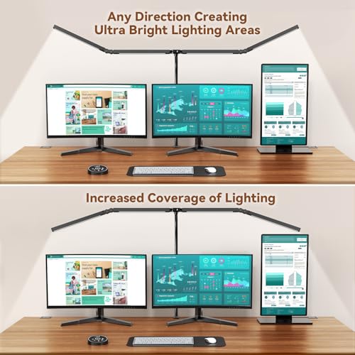 Pzloz Black Led Desk Lamp for Home Office with Clamp - Dimmable Architect Light with Remote