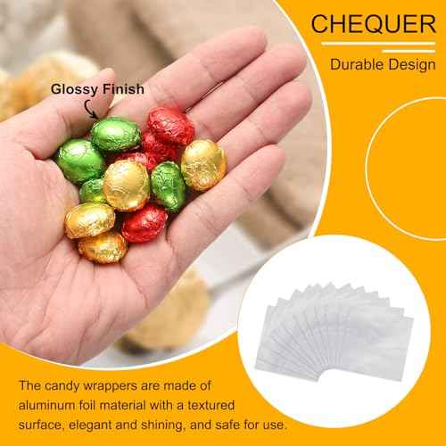 uxcell 300pcs Foil Candy Wrappers, 4 x 4 Inch Chocolate Bar Wrappers, Aluminum Foil Paper for Caramel Candy Packaging Decoration (Silver, Glossy Finish)