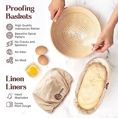 Sourdough Starter Kit with 10" Round & 11" Oval Banneton Proofing
