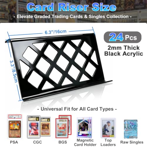 Diamond Grid 30 Modular Trade Card Risers - Black Acrylic Display Set