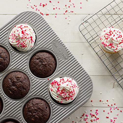 12-Cup Muffin Pan Set of 2 - Nonstick Aluminized Steel Bakeware, USA Pan