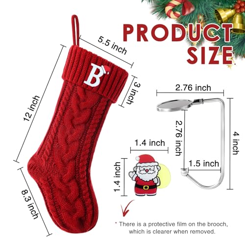 Guccde 18 Inch Christmas Stocking with Initial A - Personalized Monogram Knit Stocking, Red & White