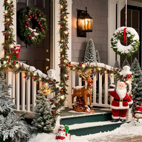 RECUTMS Pine Garland 5.8ft Artificial Christmas Wreath with Cones & Berries Christmas Decor
