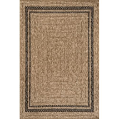 Beverly Rug 5x7 Natural-Black Bordered Washable Indoor Outdoor Rug