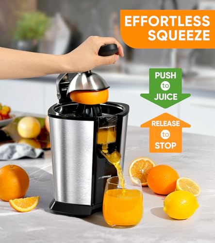Electric Orange Juicer Squeezer with 2 Cones & Soft Grip Handle - Black