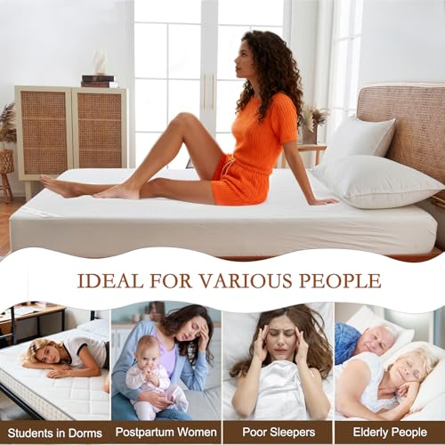 YOUR MOON Queen Wool Mattress Pad with Cotton Cover - Natural, Breathable, Temperature-Regulating