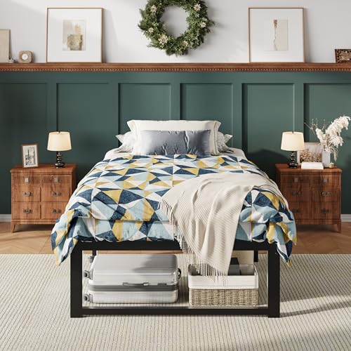 Twin Metal Bed Frame - Heavy Duty Support 4000LBS, Black, 14 Inch