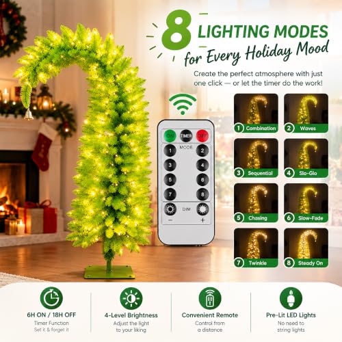 5.8FT Prelit Christmas Tree with Timer Remote - Artificial Xmas Tree for Indoor Holiday Decor - A-Light Green
