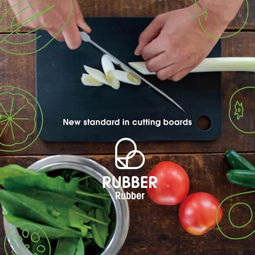 Noboda Matte Black Rubber Cutting Board Large 14.6 x 9.4 Inches Japan