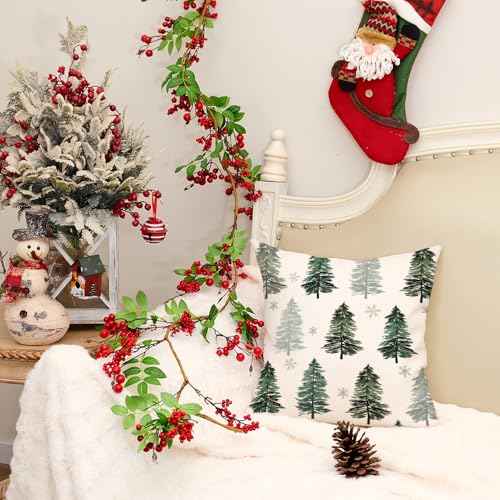 AACORS Christmas Pillow Cover 18X18 Inch Christmas Tree Snowflake Decoration Holiday Farmhouse Winter Pillow Case Decor for Home Sofa Couch (Green) AA223-18