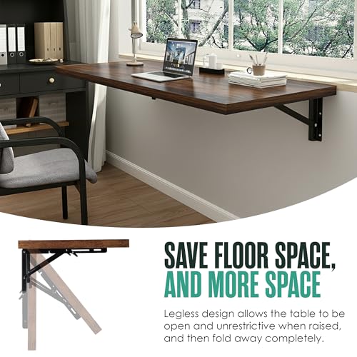 Wall Mounted Folding Desk - Brown 48x16 Space Saver Murphy Table
