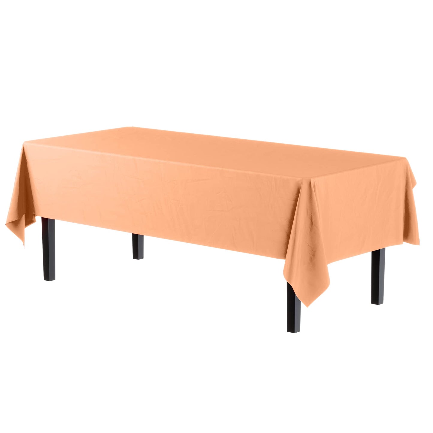 Party Solids Pack Of 6 Premium Plastic Tablecloth 54 Inch x 108 Inch Rectangle Plastic Table Cover - Peach