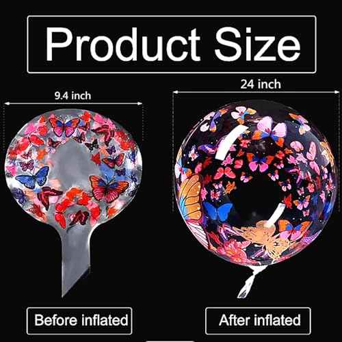 Bobo Balloons Butterfly Printed,Helium Style Transparent Bubble Clear Balloons,Gifts for Christmas,Wedding,Birthday Party Decorations (Butterfly, 24 inch 10 Packs)
